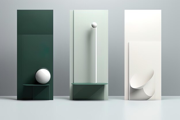 Interior minimalista elegante moderno con paredes en forma de onda con tonos limpios y espacio vacío para el texto