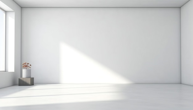 Interior minimalista moderno con una espaciosa pared blanca