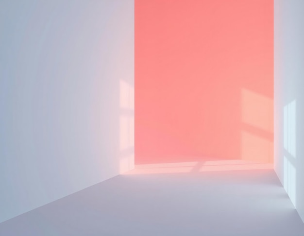 Interior minimalista rosa y blanco con luz natural