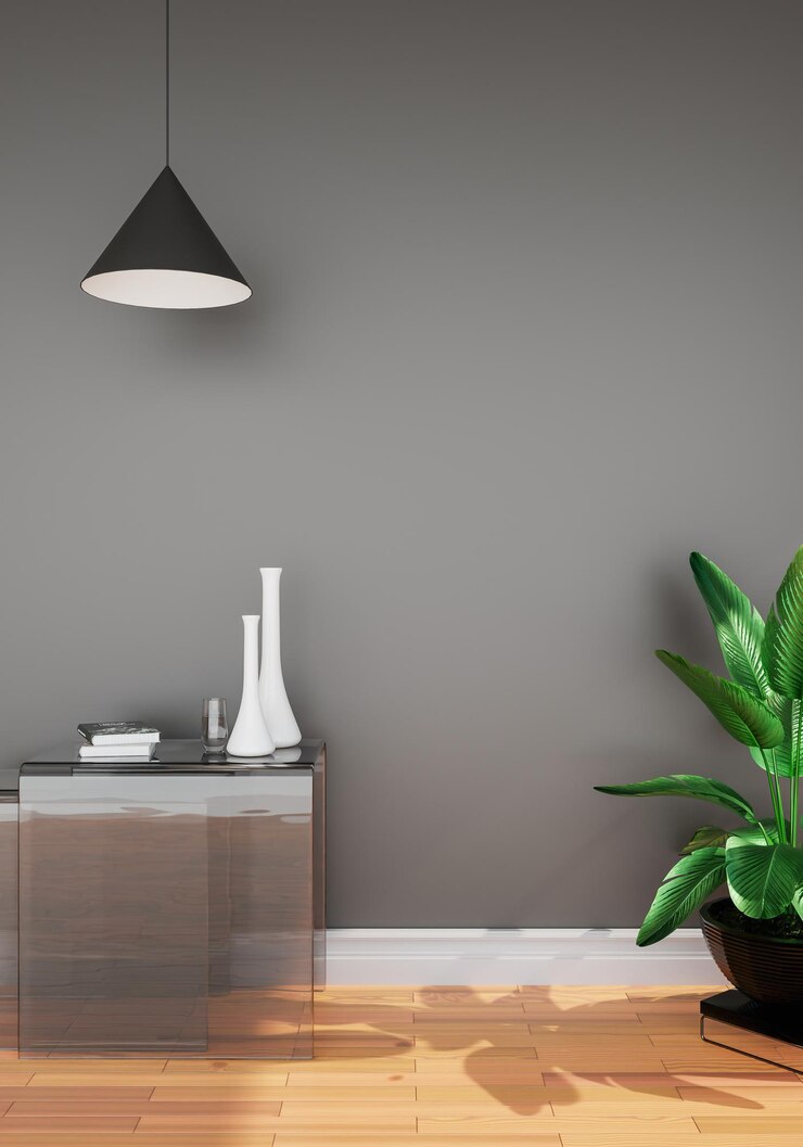 Interior mínimo e decorações na renderização 3D do espaço de cópia da sala de estar