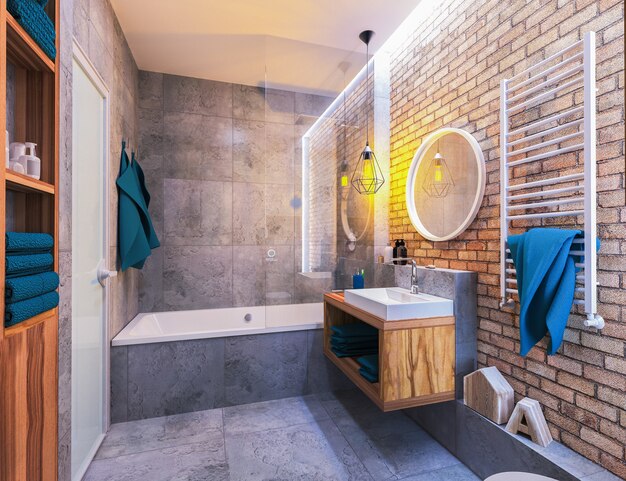 Interior moderno de un baño en loft