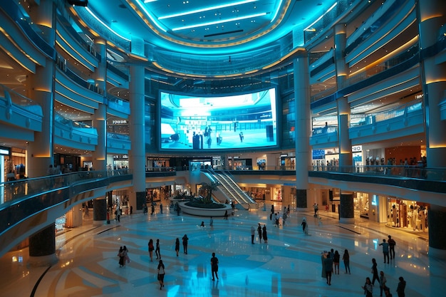 Foto interior de un moderno centro comercial con ia generada