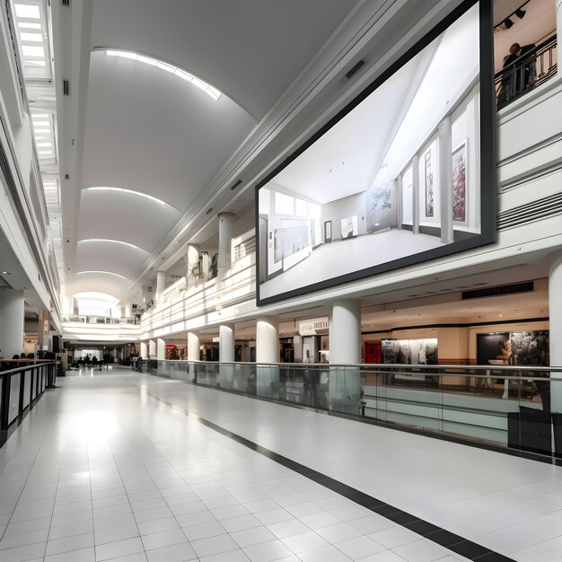 Interior de un moderno centro comercial desde la planta baja