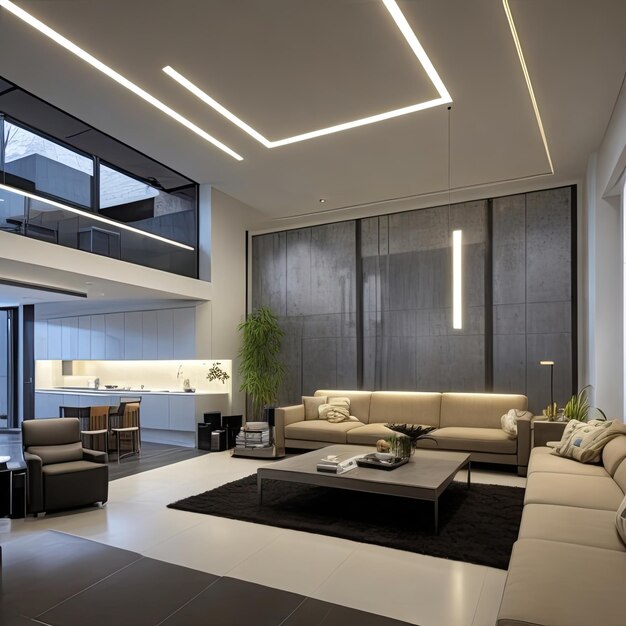 Interior moderno com bela iluminação