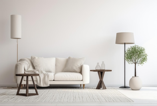 Interior moderno da sala de estar com decoração minimalista