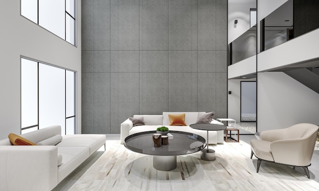 Interior moderno de luxo da ilustração da sala de estar3D