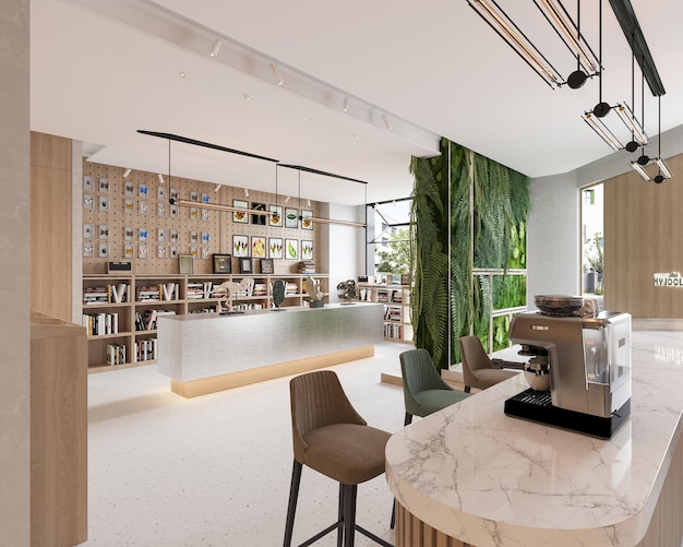Interior moderno de uma cafeteria