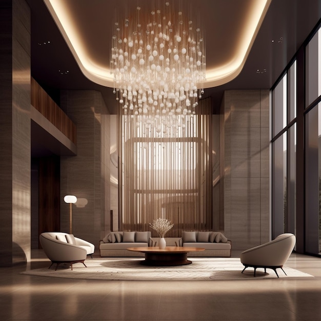 Interior moderno do lobby do hotel de luxo IA generativa