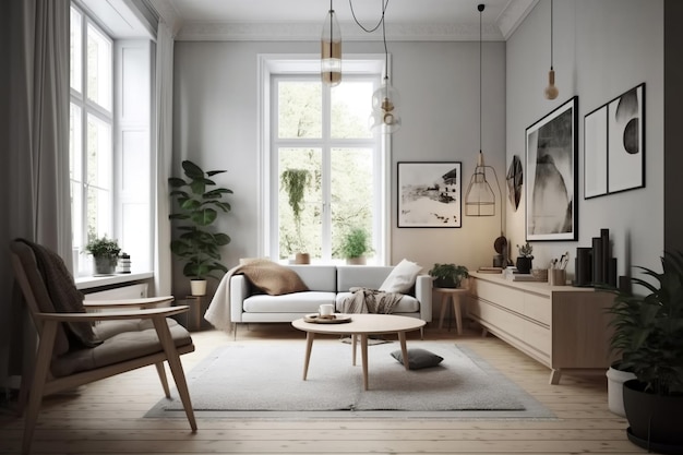 Interior moderno estilo escandinavo IA generativa