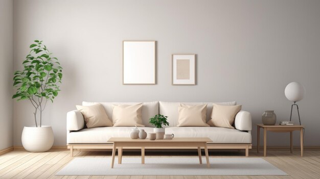 interior moderno habitación luminosa con sofá blanco
