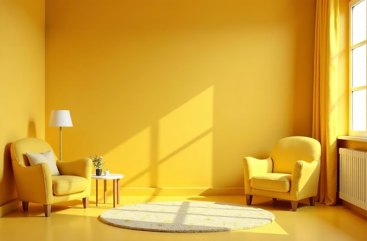 Interior moderno de la habitación de los niños color amarillo sala de juegos en la casa AI Generativo