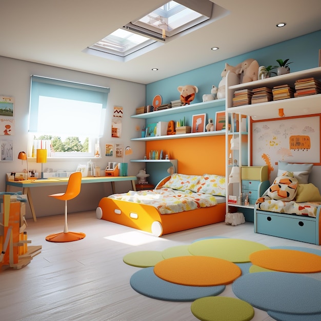 interior moderno de la habitación de los niños