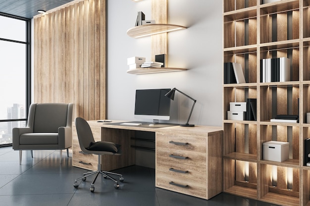 Interior moderno de madera para la oficina del director general