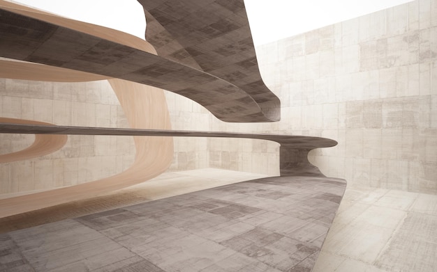 Interior moderno minimalista abstracto de hormigón y madera.