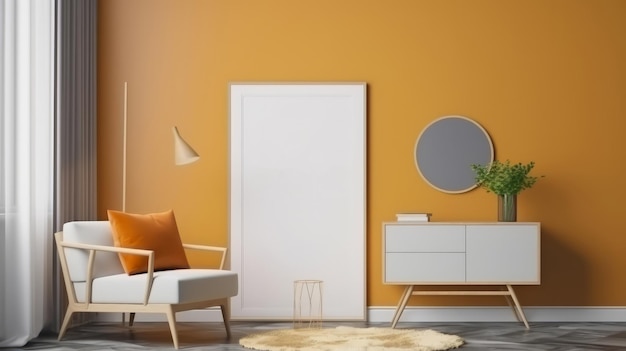 Interior moderno minimalista con modelo de póster Ilustración de IA generativa
