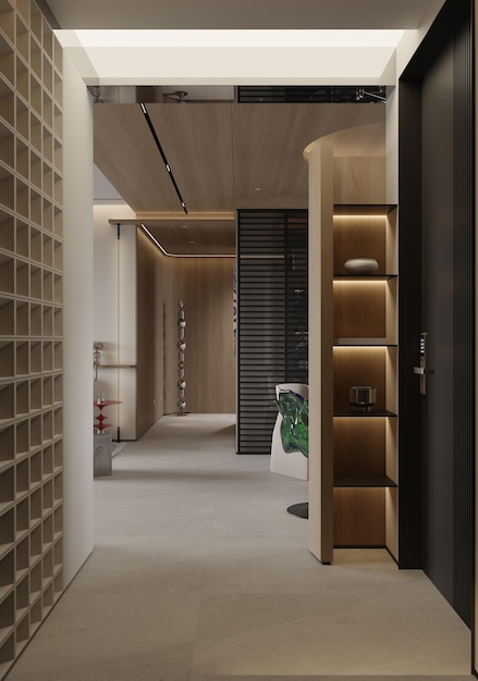 Interior moderno y minimalista del pasillo