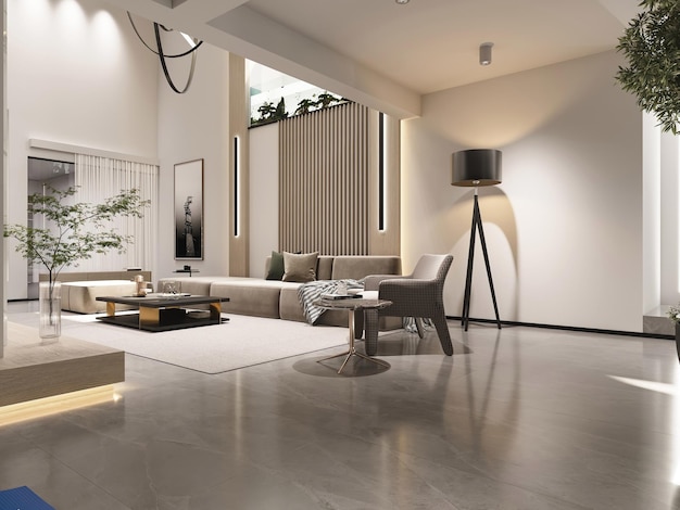 Interior moderno y minimalista de la sala de estar