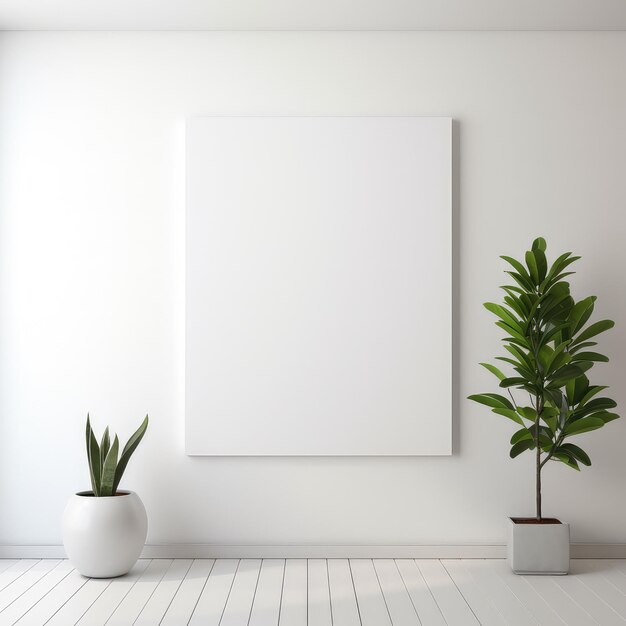 Foto interior moderno del pasillo de la oficina con un cartel en blanco en la pared mock up 3d rendering