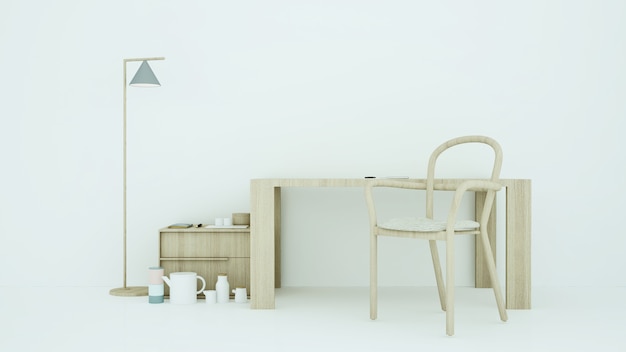 El interior moderno relaja la decoración blanca de los muebles del espacio y la decoración blanca del fondo
