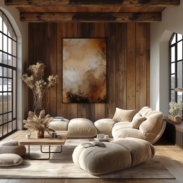Foto interior moderno sala de estar de lujo apartamento escandinavo