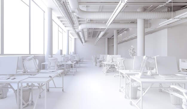 interior de la oficina de negocios moderna 3d