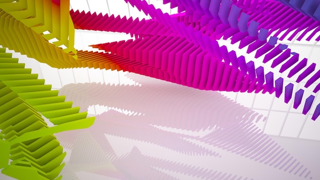 Interior paramétrico de gafas degradadas blancas y de colores abstractos con ilustración de ventana 3D