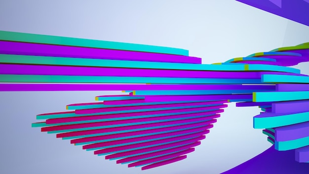 Interior paramétrico de gafas degradadas blancas y de colores abstractos con ventana modelo 3d