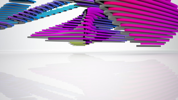 Interior paramétrico de gafas degradadas blancas y de colores abstractos con ventana modelo 3d