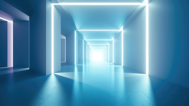 Interior del pasillo de luz futurista abstracto Fondo minimalista moderno