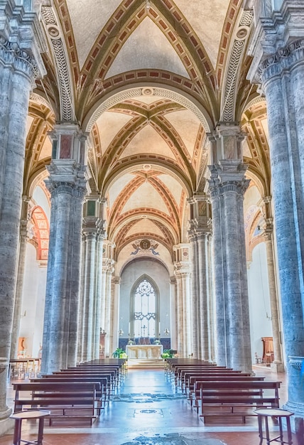 Interior de la pintoresca Catedral de Pienza, Toscana, Italia el 23 de junio de 2019. Es una catedral católica romana dedicada a la Asunción de la Virgen María
