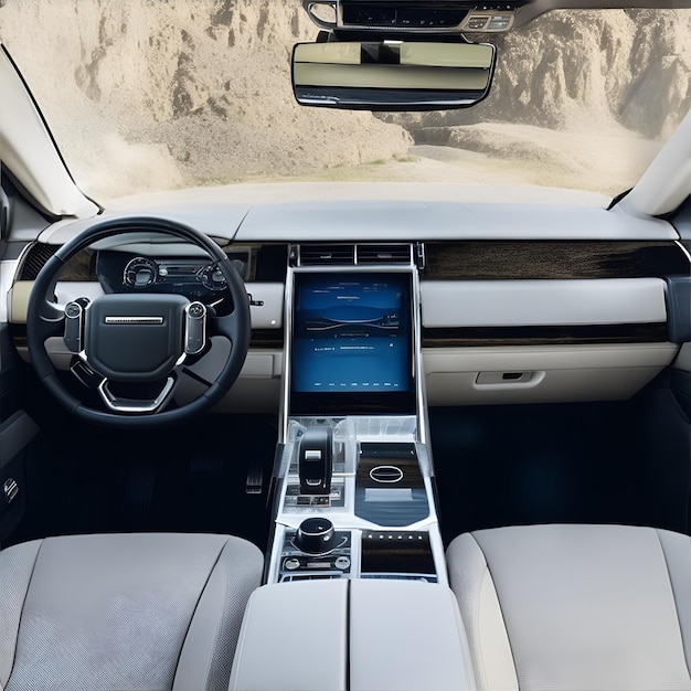 El interior del Range Rover es de color beige.