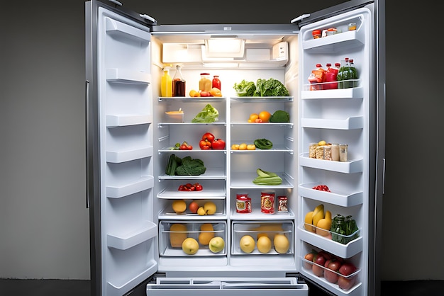 El interior del refrigerador está casi vacío debido al diseño de la crisis económica
