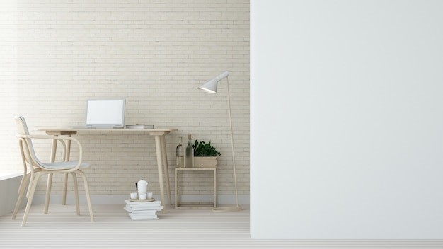 Interior Relax-Raum in der Wohnanlage Backsteinmauer - 3d Rendering minimal Japanisch