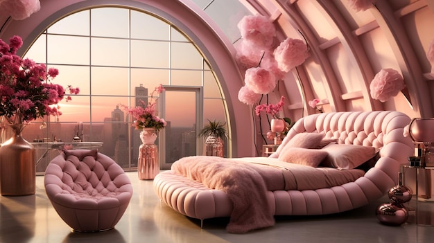 Interior rosa do quarto principal
