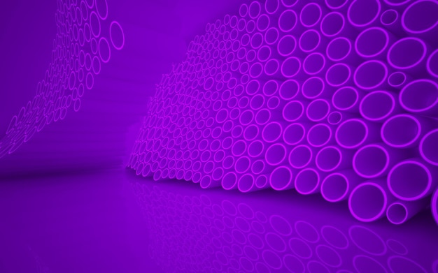 Foto interior roxo abstrato com linhas brancas brilhantes ilustração 3d renderização em 3d