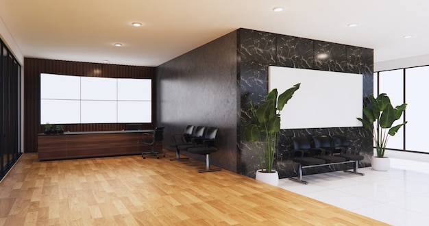 Interior de la sala de espera en el diseño de la oficina Representación 3D