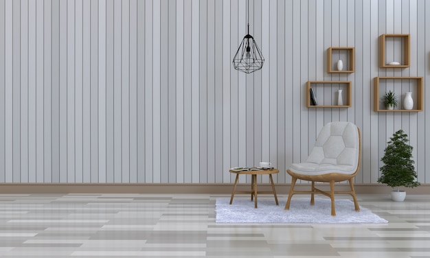 Foto interior de la sala de estar en estilo moderno, render 3d