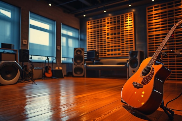 Interior de la sala de práctica de música