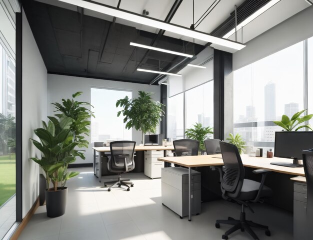 Interior de la sala de reuniones con mesa y sillas junto a la ventana