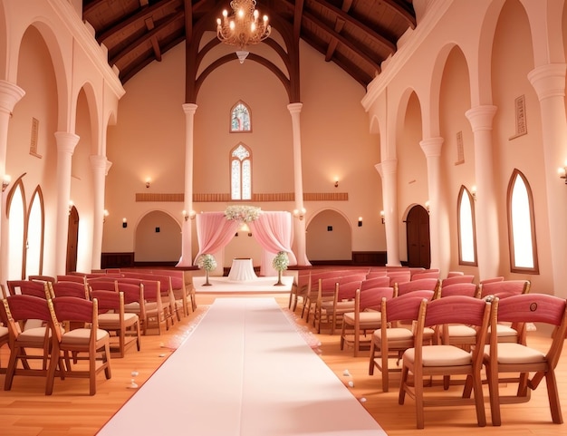 Interior del salón de bodas sin personas ni humanos ni animales.