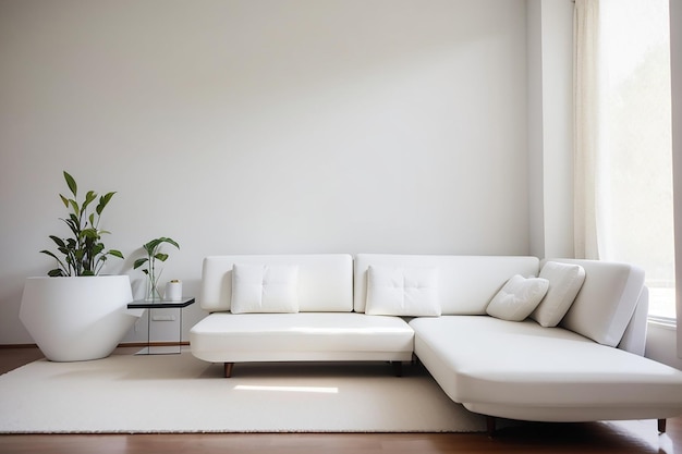 Foto interior con sofá blanco