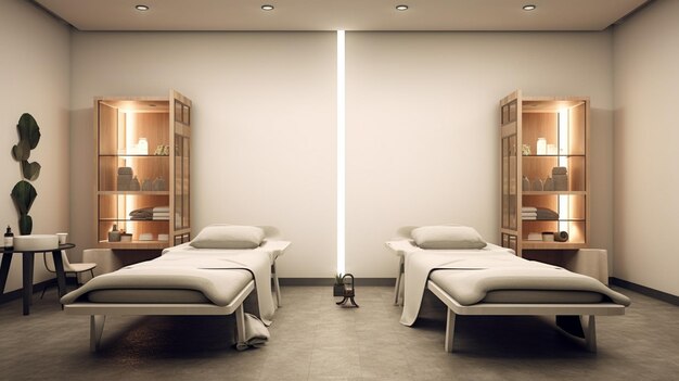 un interior de spa de lujo con cama