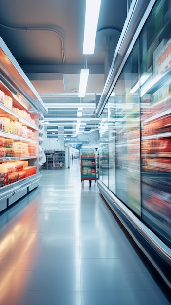 Interior de supermercado borroso desenfocado