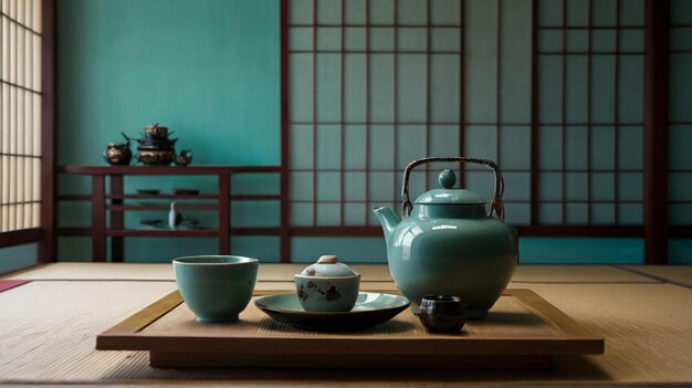 Interior de té minimalista inspirado en el japonés