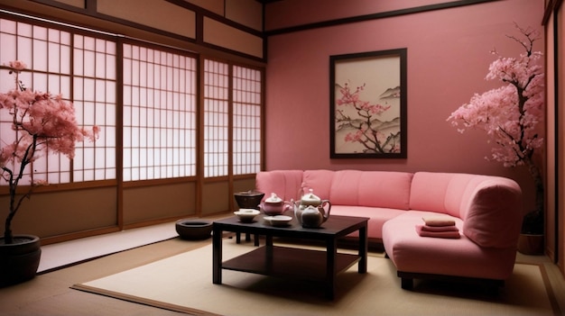 Interior de té minimalista inspirado en el japonés