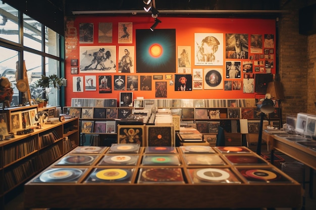 El interior de la tienda de discos vintage