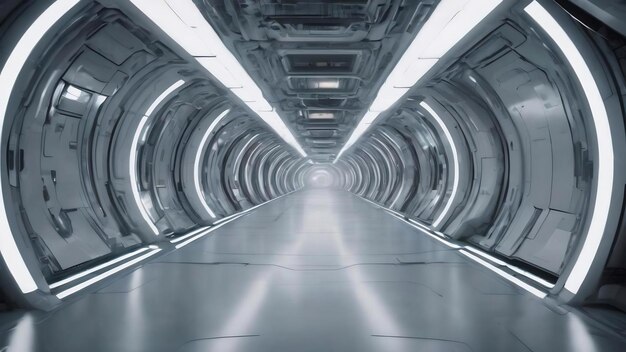 Interior del túnel de ciencia ficción blanco futurista