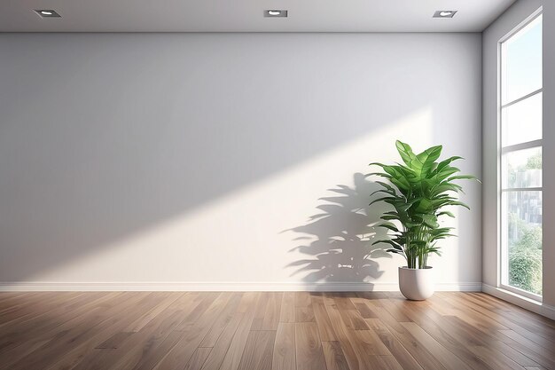 Interior vacío 3d con planta de hogar