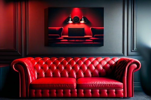 Interior vermelho do restaurante de boate de luxo Lounge bar Generative AIxA