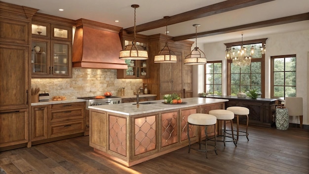 Interiores de cocina vibrantes Espacios de cocina modernos con elementos de diseño elegante
